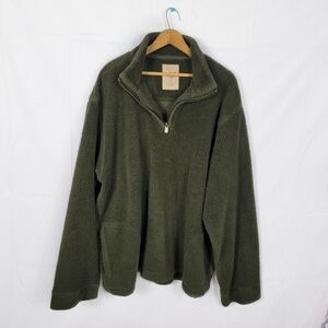 Arrow 2X Olive Fleece Quarter-Zip Sweater